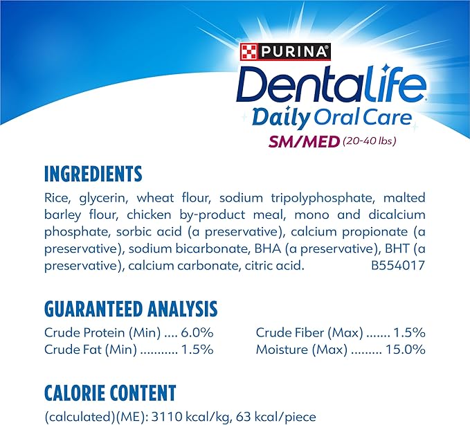 Purina Dentalife Daily Oral Care Chicken Flavor Small/Medium Breed Dog Dental Chews – 28.5 oz pouch (40ct)