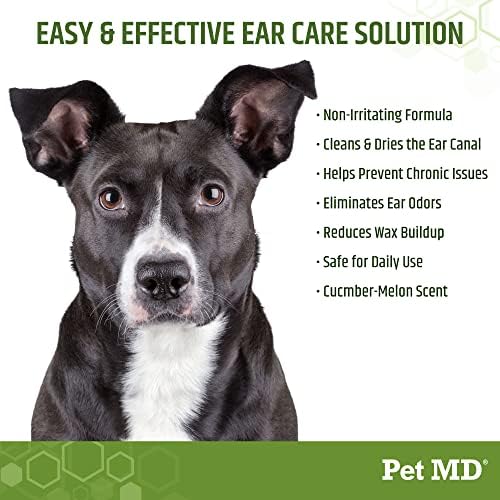 Pet MD Dog Ear Cleaner Wipes - 100 Count Otic Cleanser with Aloe & Eucalyptus to Relieve Ear Itching and Prevent Infections