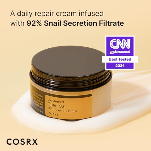 COSRX Snail Mucin 92% Repair Cream - Ultra-Hydrating Daily Face Gel Moisturizer for Dry, Acne-Prone & Sensitive Skin - Paraben-Free, Cruelty-Free Korean Skincare (3.52 Fl Oz)