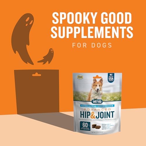 VetIQ Advanced Hip & Joint Chews for Dogs – 60 Chicken-Flavored Supplements with Glucosamine, Chondroitin, and Omega-3 for Enhanced Mobility