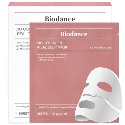 BIODANCE Bio-Collagen Real Deep Mask: Hydrating Overnight Hydrogel Mask for Pore Minimizing and Improved Elasticity (34g x 4ea)