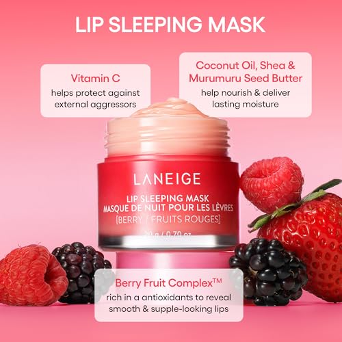 LANEIGE Lip Sleeping Mask: Nourishing Overnight Treatment with Vitamin C, Murumuru & Shea Butter for Flaky, Dry Lips