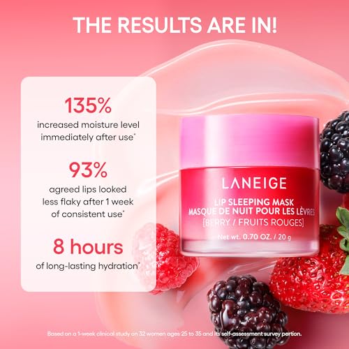 LANEIGE Lip Sleeping Mask: Nourishing Overnight Treatment with Vitamin C, Murumuru & Shea Butter for Flaky, Dry Lips