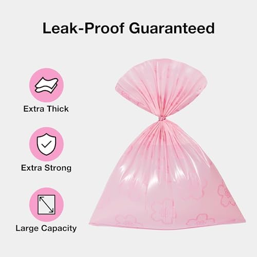 VETRESKA Cherry Blossom Scented Dog Poop Bag Dispenser - Leak Proof & Extra Thick Pet Waste Bags with 1 Holder and 105 Bags - Perfect for Dog Walking & Cat Litter (Pink)