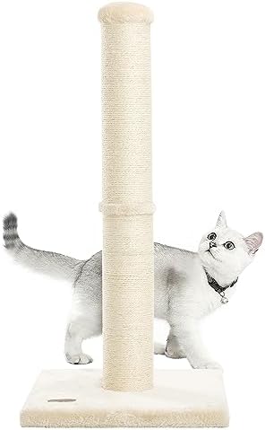 Sturdy 34-Inch Cat Scratching Post with Natural Sisal Rope – 4.3-Inch Wide Durable Scratcher for Indoor Cats, Beige