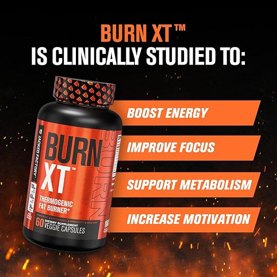 Jacked Factory Burn-XT Clinically Studied Fat Burner & Weight Loss Supplement