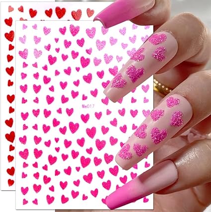 Heart Nail Art Stickers Decals 3D