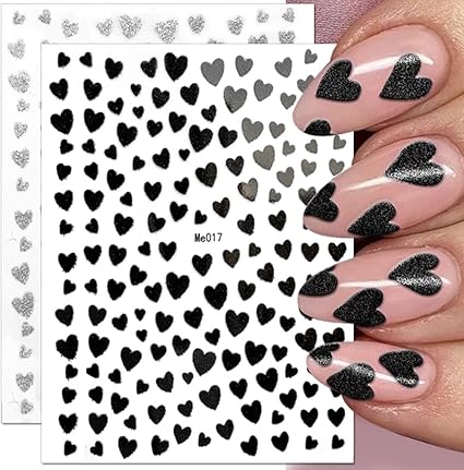 Heart Nail Art Stickers Decals 3D