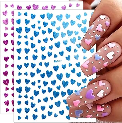 Heart Nail Art Stickers Decals 3D