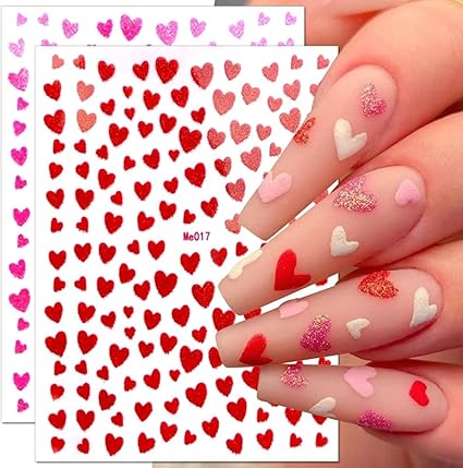 Heart Nail Art Stickers Decals 3D